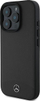 Këllëf telefoni Mercedes me lëkurë me reliev dhe të lëmuar, për iPhone 16 Pro Max, me MagSafe, i zi
