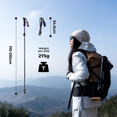 Shkopinj trekking Qunature Nordic Walking, alumin, 110 130cm, vjollcë
