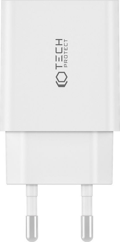 Karikues rrjeti Tech-Protect C35W, 2 porta USB-C PD 35W, me kabllo USB-C 1m, i bardhë