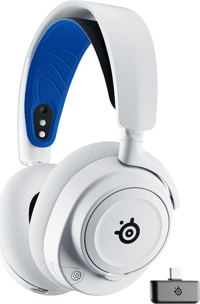 Слушалки за гејминг SteelSeries Arctis Nova 7P Wireless, 2.4GHz и Bluetooth, 38 часа батерија, бели