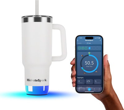 Gotë inteligjente HidrateSpark PRO 2 Tumbler, 887ml, me ndriçim dhe aplikacion, e bardhë