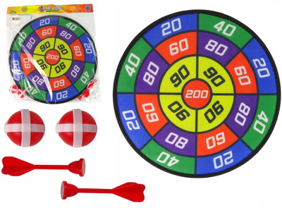 Lojë shenjestre GAME Velcro Target, 35 cm, me topa dhe shigjeta, shumëngjyrëshe