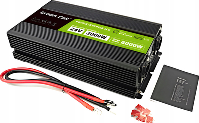 Inverter energjie Green Cell PowerInverter LCD INVGC24P3000LCD, 24V, 3000W me valë të pastër sinus, i zi