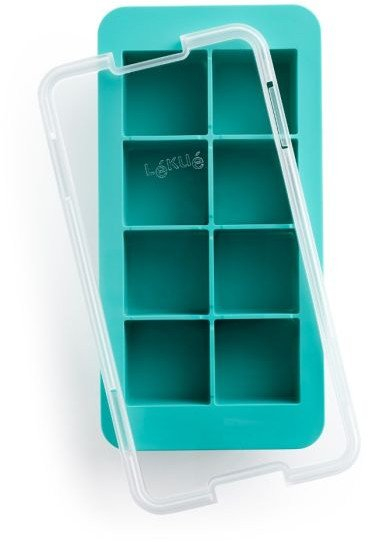 Forma akulli Lékué Ice Cubes, kube të mëdha katrore, silikon platin, blu