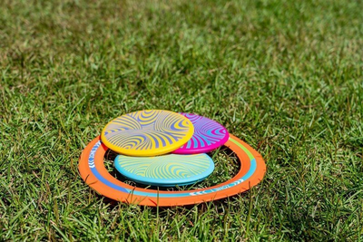 Set loje me frisbi Waboba Backnine, 4 disqe, unazë pikëzimi, portativ