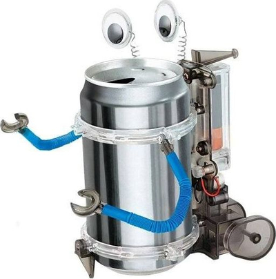 Set kreativ LEAN Toys Tin Can Robot, lodër edukative, 8+ vjeç, argjendtë