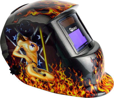 Маска за заварување Geko PROFI FLAME, авто затемнувачка, со фотосензори, црна