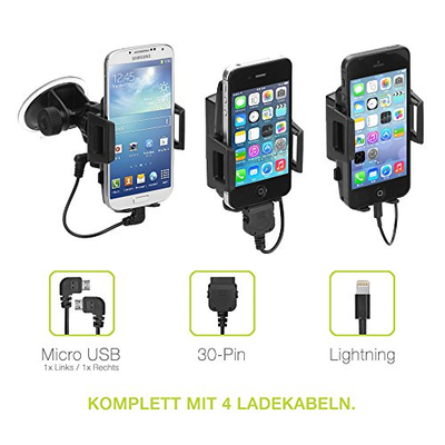 Држач за телефон за автомобил IGRIP Universal Charging Dock, со полнач, со вакуум, црн