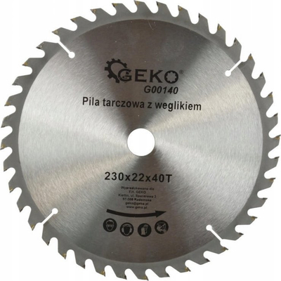 Диск за сечење дрво Geko G00140, 230mm, 40 заби, сребрен