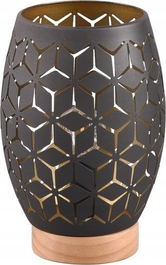 Lampë tavoline Reality Bidar, E27, ⌀15cm, e zezë me ar