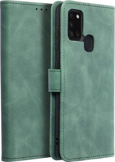 Këllëf libër Forcell Tender për Samsung Galaxy A21s, mbyllje me magnet, xhepa për kartela, jeshil