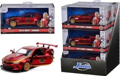 Автомобил играчка Jada Iron Man 2016 Chevrolet Camaro, метал 1:32, црвено злато