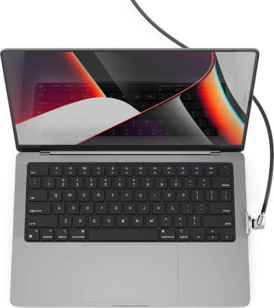 Adapter sigurie Compulocks Ledge Lock për MacBook Pro 14" M1 M2 M3, me kabllo sigurie, i argjendtë