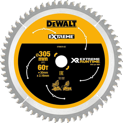 Teh sharre DeWalt XR FLEXVOLT, 305mm, 60 dhëmbë, 30mm