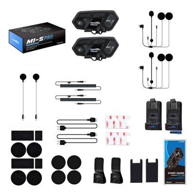 Interkom Bluetooth për helmetë Fodsports M1-S Pro Max, set për 2, deri 10 persona, i zi