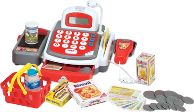 Arkë loje Junior Home Cash Register, me kalkulator, me skaner zëri, kuqe bardhë