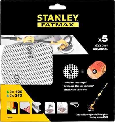 Fletë zmerile për mulli muri Stanley STA39297P, Ø225mm, komplet