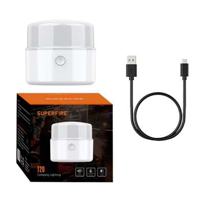 Llambë kampingu Superfire T20, 200lm, 1200mAh, e bardhë