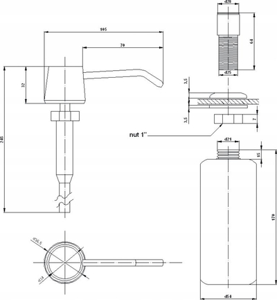 Dozator sapuni Invena AA-21-001, 300ml, montim në lavaman, krom