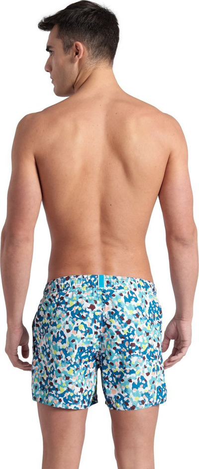 Rroba banje burrash Arena Beach Short Allover, të shkurtra, thahen shpejt, me shumë ngjyra blu jeshile e bardhë, M