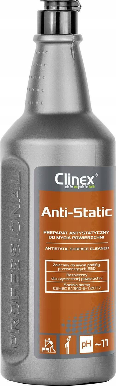 Lëng pastrues antistatik Clinex Anti-Static, për dysheme dhe sipërfaqe, 1L, transparent