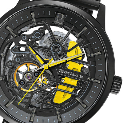 Orë dore për meshkuj Pierre Lannier Paddock Automatic 338A449, e zezë