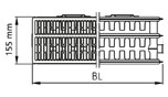 Radiator panel Korado Radik VKU 22, 200x800 mm, lidhje poshtë djathtas, i bardhë