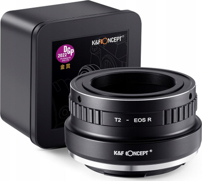Adapter bajonete K&F Concept KF06.488, Canon RF në T2 T mount, i zi