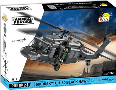 Set ndërtimi Cobi Armed Forces Sikorsky UH-60 Black Hawk, 905 copa, shkallë 1:32, gri e errët