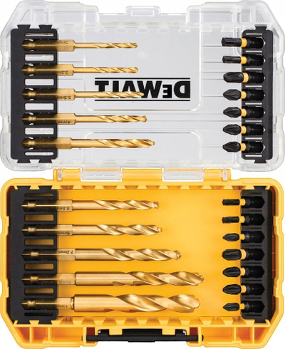 Set bitash edhe stërvitjesh Dewalt Flextorq, 24 copa, me veshje titani