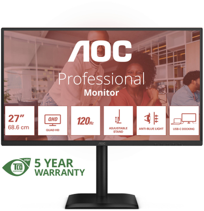 Monitor AOC E4 Q27E4CV, 27", Quad HD 1440p, 120Hz, i zi
