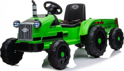 Traktor elektrik për kalamaj Lean Toys CH9959, 12V, me rimorkio, jeshil