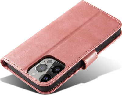 Etui telefoni Hurtel Magnet Case për iPhone 13 Pro, me kapak libër, funksion qëndrimi, rozë