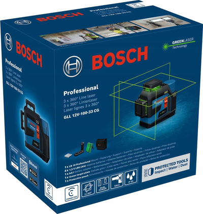 Nivелир ласерски Bosch GCL 12V-50-22 CG, 12V, зелена светлосна зрака, без батерии