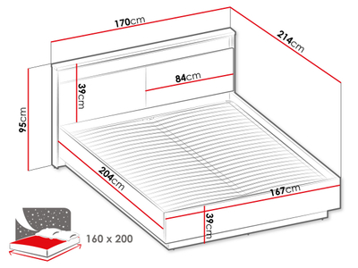 Krevat 160 cm QUANT QS-02, kaftë, zezë