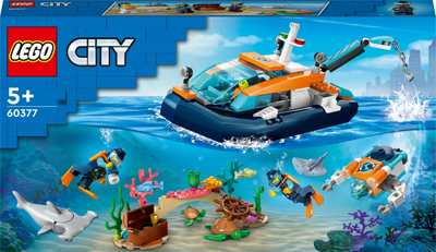 Lodër ndërtimi LEGO City Dive Boat 60377, set me varkë e zhytësa, shumëngjyrëshe