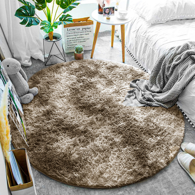 Tapet Living Round Shaggy Ombre Scandinavian, 120 cm, lesh sintetik, ngjyrë camel bezhë