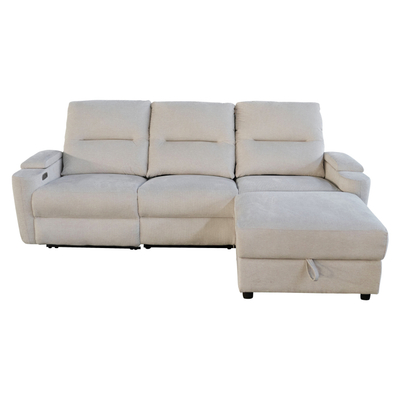 Divan qoshe Synthia HM3308.01R, mekanizëm recliner, hapësirë ruajtjeje, bezhë