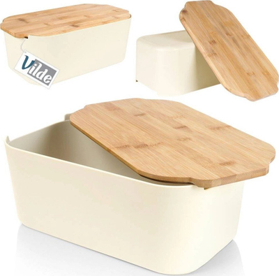 Kuti buke Vilde Kinghoff 259303, bambu dhe plastikë, 33x18.5x12 cm, krem