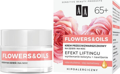Krem fytyre AA Flowers & Oils 65+, kundra rrudhave, për ditë edhe natë, 50ml