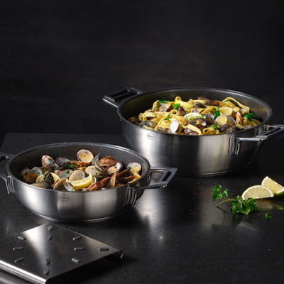 Tigan Roesle Silence Pro Serving Pan, 24cm, çelik inox, argjendtë