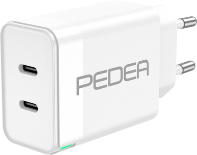 Karikues muri PEDEA Fast Charger Dual PD, 40W, 2x USB Type C, i bardhë