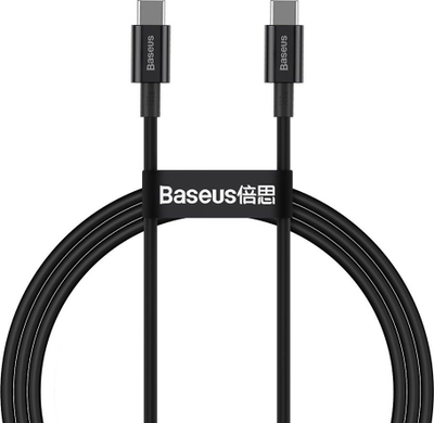 Kabllo Baseus USB-C në USB-C, 100W, 1m, e zezë