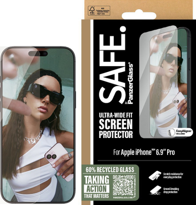 Xham mbrojtës PanzerGlass SAFE iPhone 16 Pro Max, Ultra Wide Fit, transparent