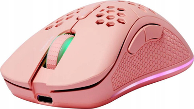 Maus gaming Deltaco Gaming PM80, wireless edhe me kabllo, 64000 DPI, drita RGB, rozë