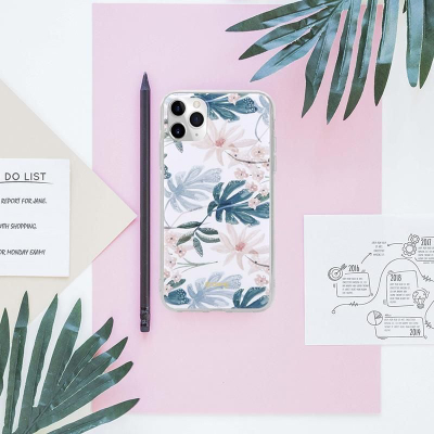 Mbajtëse telefoni Crong Flower Case për iPhone 11 Pro, motiv lulesh, e tejdukshme
