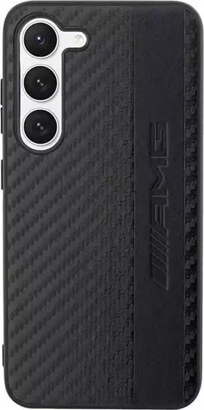 Mbulese telefoni Mercedes AMG për Samsung Galaxy S23 Plus, HardCase karbon, dizajn Stripe, e zezë