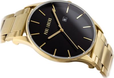 Orë burrash Paul Lorens Deluce Gold Classic Date, çelik inox, 30M kundra ujit, e artë