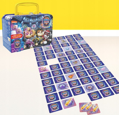Lojë memorie Paw Patrol Mighty Movie Spin Master, me letra, në valixhe metalike, shumëngjyrëshe