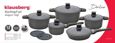 Set tenxheresh Klausberg Dolce (KB-7358), 12 elemente, të hirta